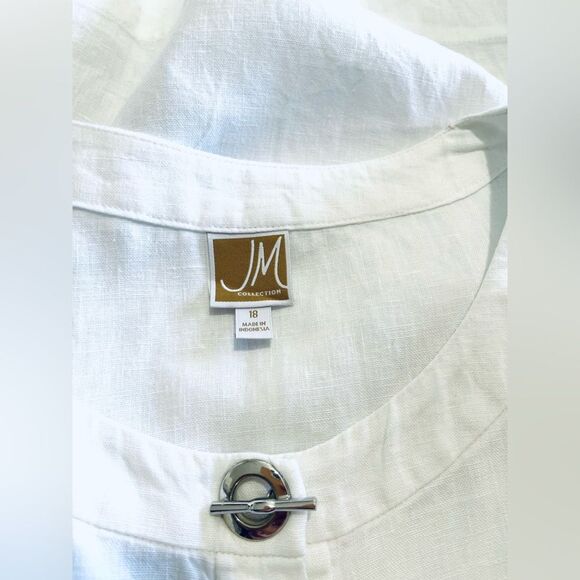 JM collection 100% linen shirt white tunic summer beach resort vacation women 18 - Picture 7 of 8